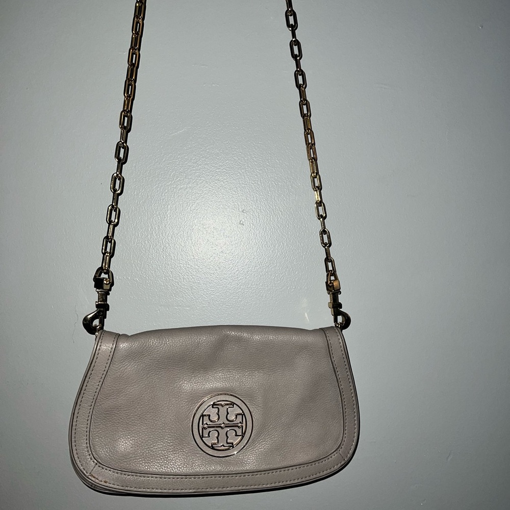 Tory Burch Gray Crossbody Bag with Chain Strap